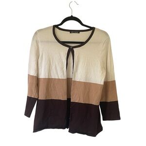 Cable & Gauge color block button down cardigan sweater